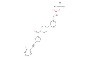 tert-butyl 3-(1-(5-((2-fluorophenyl)ethynyl)furan-2-carbonyl)piperidin-4-yl)benzylcarbamate