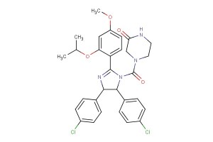 4-(4,5-bis(4-chlorophenyl)-2-(2-isopropoxy-4-methoxyphenyl)-4,5-dihydro-1H-imidazole-1-carbonyl)piperazin-2-one