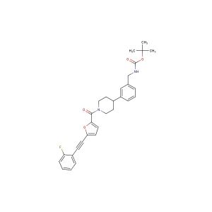tert-butyl 3-(1-(5-((2-fluorophenyl)ethynyl)furan-2-carbonyl)piperidin-4-yl)benzylcarbamate