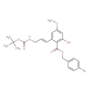 (E)-4-bromobenzyl 2-(3-((tert-butoxycarbonyl)amino)prop-1-en-1-yl)-6-hydroxy-4-methoxybenzoate