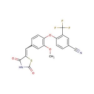 4-(4-((2,4-dioxothiazolidin-5-ylidene)methyl)-2-methoxyphenoxy)-3-(trifluoromethyl)benzonitrile