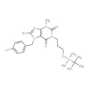 8-bromo-1-(3-((tert-butyldimethylsilyl)oxy)propyl)-7-(4-chlorobenzyl)-3-methyl-3,7-dihydro-1H-purine-2,6-dione