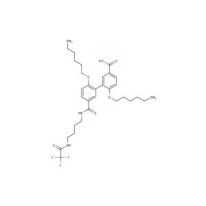 2',6-bis(hexyloxy)-5'-((4-(2,2,2-trifluoroacetamido)butyl)carbamoyl)-[1,1'-biphenyl]-3-carboxylic acid