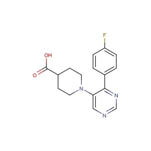 1-(4-(4-fluorophenyl)pyrimidin-5-yl)piperidine-4-carboxylic acid