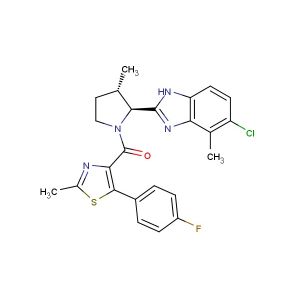 ((2S,3S)-2-(5-chloro-4-methyl-1H-benzo[d]imidazol-2-yl)-3-methylpyrrolidin-1-yl)(5-(4-fluorophenyl)-2-methylthiazol-4-yl)methanone