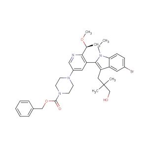 benzyl (S)-4-(5-(5-bromo-1-ethyl-3-(3-hydroxy-2,2-dimethylpropyl)-1H-indol-2-yl)-6-(1-methoxyethyl)pyridin-3-yl)piperazine-1-carboxylate