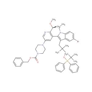 benzyl (S)-4-(5-(5-bromo-3-(3-((tert-butyldiphenylsilyl)oxy)-2,2-dimethylpropyl)-1-ethyl-1H-indol-2-yl)-6-(1-methoxyethyl)pyridin-3-yl)piperazine-1-carboxylate