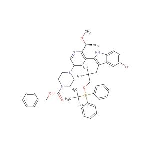 benzyl (S)-4-(5-(5-bromo-3-(3-((tert-butyldiphenylsilyl)oxy)-2,2-dimethylpropyl)-1H-indol-2-yl)-6-(1-methoxyethyl)pyridin-3-yl)piperazine-1-carboxylate