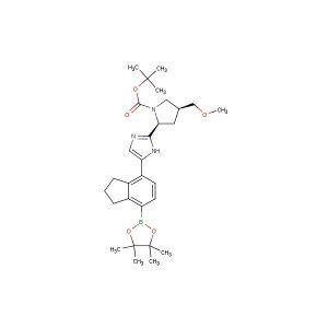 tert-Butyl (2S,4S)-4-(methoxymethyl)-2-(5-(7-(4,4,5,5-tetramethyl-1,3,2-dioxaborolan-2-yl)-2,3-dihydro-1H-inden-4-yl)-1H-imidazol-2-yl)pyrrolidine-1-carboxyl