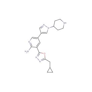 3-(5-(cyclopropylmethyl)-1,3,4-oxadiazol-2-yl)-5-(1-(piperidin-4-yl)-1H-pyrazol-4-yl)pyridin-2-amine