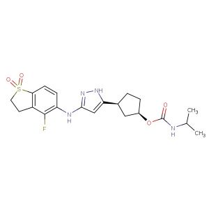 (1R,3S)-3-(3-((4-fluoro-1,1-dioxido-2,3-dihydrobenzo[b]thiophen-5-yl)amino)-1H-pyrazol-5-yl)cyclopentyl isopropylcarbamate