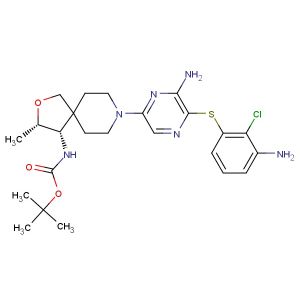tert-butyl ((3S,4S)-8-(6-amino-5-((3-amino-2-chlorophenyl)thio)pyrazin-2-yl)-3-methyl-2-oxa-8-azaspiro[4.5]decan-4-yl)carbamate