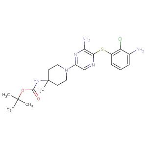 tert-butyl (1-(6-amino-5-((3-amino-2-chlorophenyl)thio)pyrazin-2-yl)-4-methylpiperidin-4-yl)carbamate