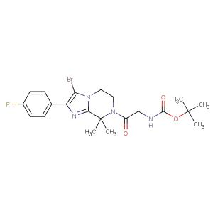 tert-butyl (2-(3-bromo-2-(4-fluorophenyl)-8,8-dimethyl-5,6-dihydroimidazo[1,2-a]pyrazin-7(8H)-yl)-2-oxoethyl)carbamate