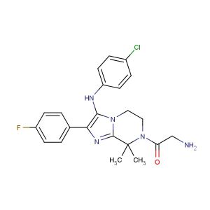 2-amino-1-(3-((4-chlorophenyl)amino)-2-(4-fluorophenyl)-8,8-dimethyl-5,6-dihydroimidazo[1,2-a]pyrazin-7(8H)-yl)ethanone