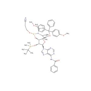 (2R,3R,4R,5R)-5-(6-benzamido-9H-purin-9-yl)-2-((bis(4-methoxyphenyl)(phenyl)methoxy)methyl)-4-((tert-butyldimethylsilyl)oxy)tetrahydrofuran-3-yl (2-cyanoethyl) diisopropylphosphoramidite