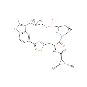 (1r,2R,3S)-N-((64S,4S,Z)-12-iodo-10,10-dimethyl-5,7-dioxo-11H-8-oxa-62,63-diaza-2(4,2)-thiazola-1(5,3)-indola-6(2,4)-bicyclo[3.1.1]heptanacycloundecaphane-4-yl)-2,3-dimethylcyclopropane-1-carboxamide
