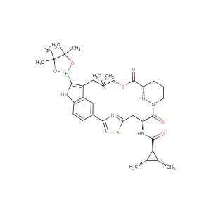 (1r,2R,3S)-N-((63S,4S,Z)-10,10-dimethyl-5,7-dioxo-12-(4,4,5,5-tetramethyl-1,3,2-dioxaborolan-2-yl)-61,62,63,64,65,66-hexahydro-11H-8-oxa-2(4,2)-thiazola-1(5,3)-indola-6(1,3)-pyridazinacycloundecaphane-4-yl)-2,3-dimethylcyclopropane-1-carboxamide