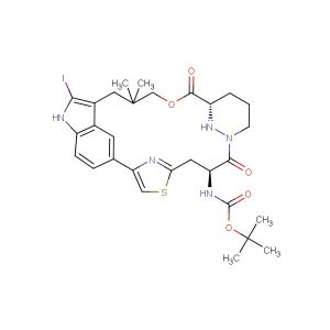 tert-butyl ((63S,4S,Z)-12-iodo-10,10-dimethyl-5,7-dioxo-61,62,63,64,65,66-hexahydro-11H-8-oxa-2(4,2)-thiazola-1(5,3)-indola-6(1,3)-pyridazinacycloundecaphane-4-yl)carbamate