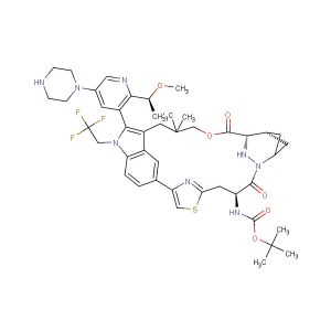 tert-butyl ((64S,4S,Z)-12-(2-((S)-1-methoxyethyl)-5-(piperazin-1-yl)pyridin-3-yl)-10,10-dimethyl-5,7-dioxo-11-(2,2,2-trifluoroethyl)-11H-8-oxa-62,63-diaza-2(4,2)-thiazola-1(5,3)-indola-6(2,4)-bicyclo[3.1.1]heptanacycloundecaphane-4-yl)carbamate
