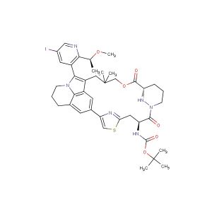 tert-butyl ((63S,4S,Z)-12-(5-iodo-2-((S)-1-methoxyethyl)pyridin-3-yl)-10,10-dimethyl-5,7-dioxo-15,16,61,62,63,64,65,66-octahydro-14H-8-oxa-2(4,2)-thiazola-1(8,1)-pyrrolo[3,2,1-ij]quinolina-6(1,3)-pyridazinacycloundecaphane-4-yl)carbamate