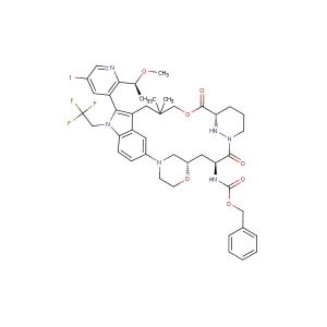 benzyl ((22S,63S,4S)-12-(5-iodo-2-((S)-1-methoxyethyl)pyridin-3-yl)-10,10-dimethyl-5,7-dioxo-11-(2,2,2-trifluoroethyl)-61,62,63,64,65,66-hexahydro-11H-8-oxa-2(4,2)-morpholina-1(5,3)-indola-6(1,3)-pyridazinacycloundecaphane-4-yl)carbamate