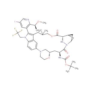 tert-butyl ((22S,64S,4S)-12-(5-iodo-2-((S)-1-methoxyethyl)pyridin-3-yl)-10,10-dimethyl-5,7-dioxo-11-(2,2,2-trifluoroethyl)-11H-8-oxa-62,63-diaza-2(4,2)-morpholina-1(5,3)-indola-6(2,4)-bicyclo[3.1.1]heptanacycloundecaphane-4-yl)carbamate