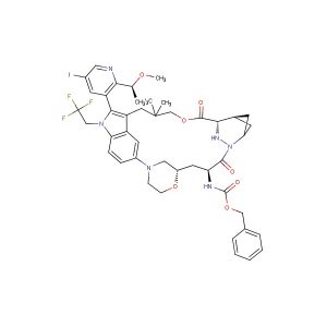 benzyl ((22S,64S,4S)-12-(5-iodo-2-((S)-1-methoxyethyl)pyridin-3-yl)-10,10-dimethyl-5,7-dioxo-11-(2,2,2-trifluoroethyl)-11H-8-oxa-62,63-diaza-2(4,2)-morpholina-1(5,3)-indola-6(2,4)-bicyclo[3.1.1]heptanacycloundecaphane-4-yl)carbamate