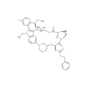 benzyl ((22S,64S,4S)-11-ethyl-12-(5-iodo-2-((S)-1-methoxyethyl)pyridin-3-yl)-10,10-dimethyl-5,7-dioxo-11H-8-oxa-62,63-diaza-2(4,2)-morpholina-1(5,3)-indola-6(2,4)-bicyclo[3.1.1]heptanacycloundecaphane-4-yl)carbamate