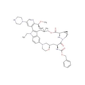 benzyl ((22S,64S,4S)-11-ethyl-12-(2-((S)-1-methoxyethyl)-5-(piperazin-1-yl)pyridin-3-yl)-10,10-dimethyl-5,7-dioxo-11H-8-oxa-62,63-diaza-2(4,2)-morpholina-1(5,3)-indola-6(2,4)-bicyclo[3.1.1]heptanacycloundecaphane-4-yl)carbamate