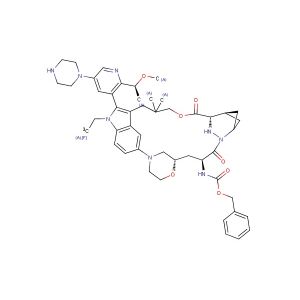 benzyl ((22S,64S,4S)-11-(2,2,2-trifluoroethyl)-12-(2-((S)-1-methoxyethyl)-5-(piperazin-1-yl)pyridin-3-yl)-10,10-dimethyl-5,7-dioxo-11H-8-oxa-62,63-diaza-2(4,2)-morpholina-1(5,3)-indola-6(2,4)-bicyclo[3.1.1]heptanacycloundecaphane-4-yl)carbamate