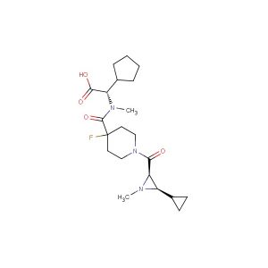 rac-(R)-2-cyclopentyl-2-(1-((2S,3S)-3-cyclopropyl-1-methylaziridine-2-carbonyl)-4-fluoro-N-methylpiperidine-4-carboxamido)acetic acid