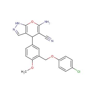 6-amino-4-(3-((4-chlorophenoxy)methyl)-4-methoxyphenyl)-1,4-dihydropyrano[2,3-c]pyrazole-5-carbonitrile